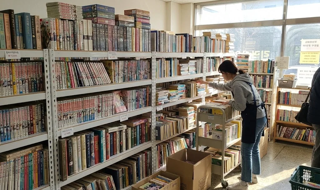AI 優化情境示意：書籍與資料分類放置於多層層架