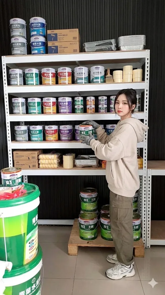 AI 優化情境示意：店面瓶裝商品窄架，瓶裝商品沿窄型貨架陳列，安排架面時確認商品高度與走道空間。